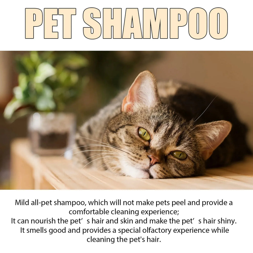 Pet shampoo bottle for dogs available in 100ml or 300ml sizes with mild formulation