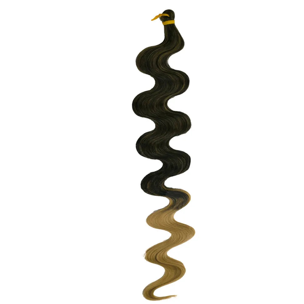 24-inch wine red synthetic wig with big wave texture and crochet braid base