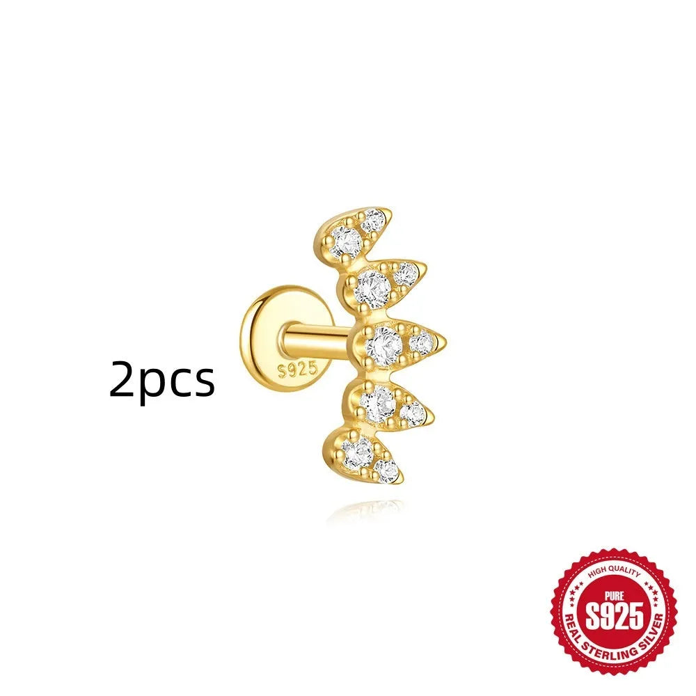 S925 sterling silver geometric kite earring with rhinestone chain tassel in gold colour.