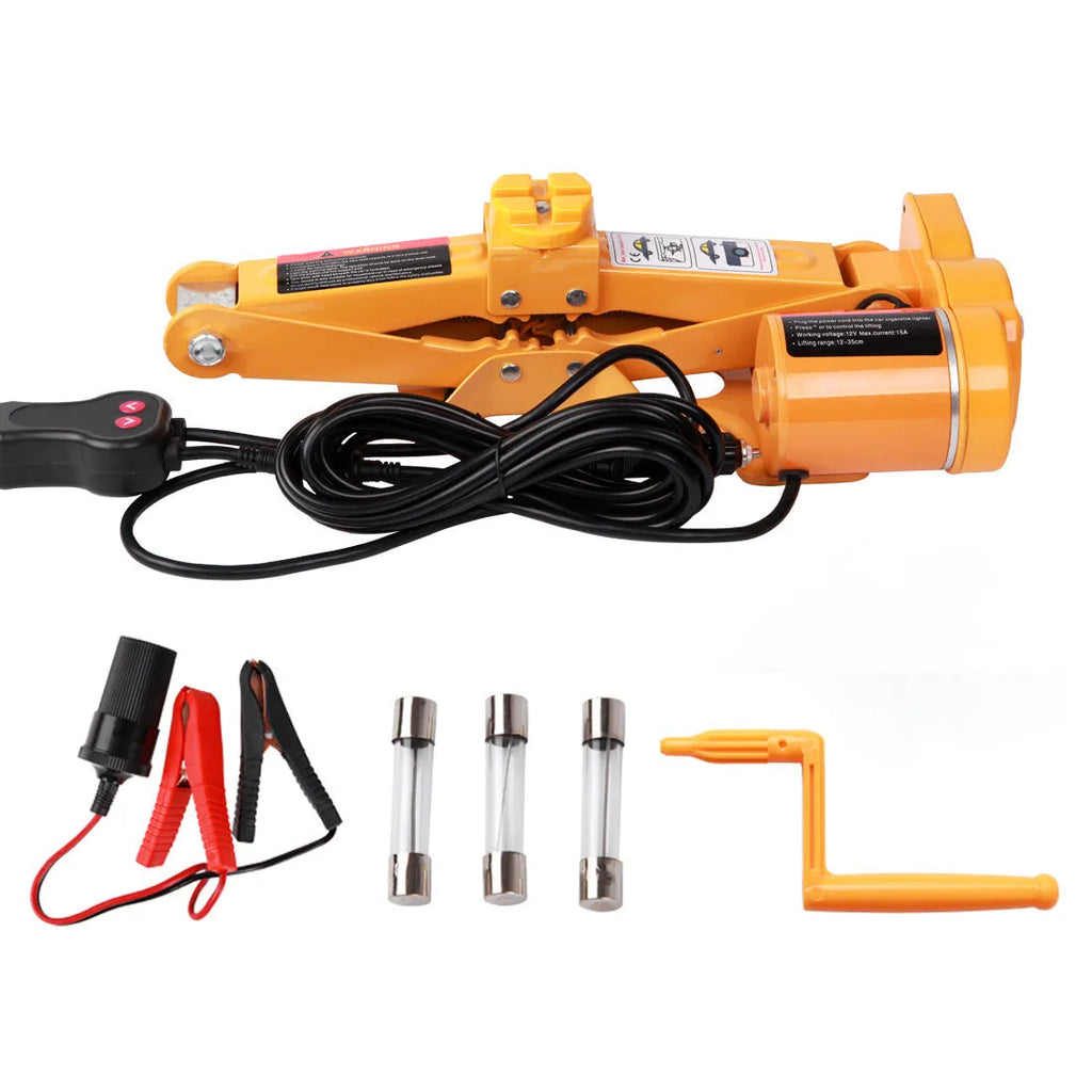 Electric hydraulic jack kit with 2 tonne capacity and 120-350mm height adjustment range