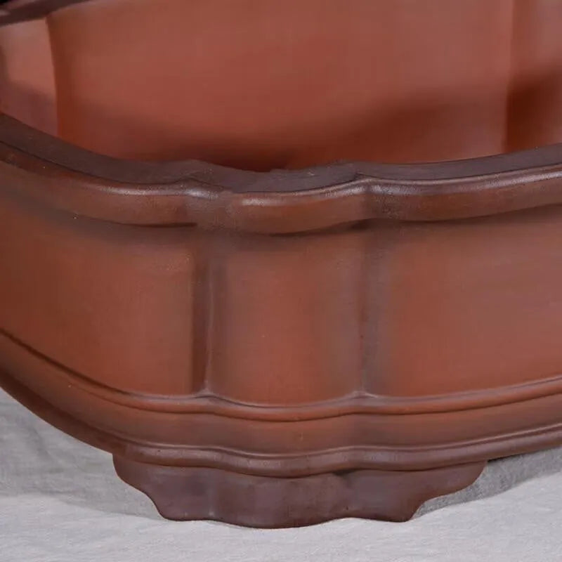 Chinese style purple clay rectangular flowerpot with antique finish, 71cm long garden planter