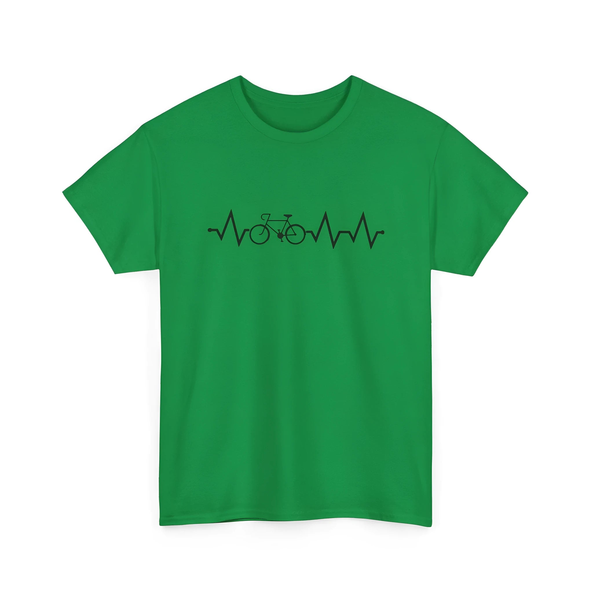 Green women's cotton T-shirt with white printed letter pattern and short sleeves