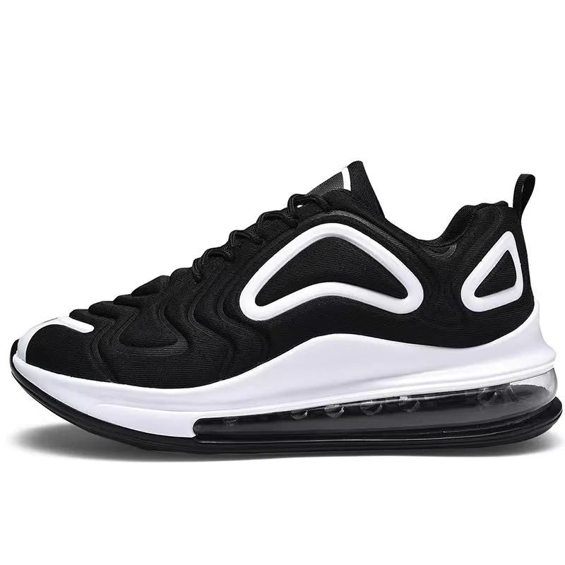 Men's black casual sneakers with lace-up design and thick sole for outdoor activities