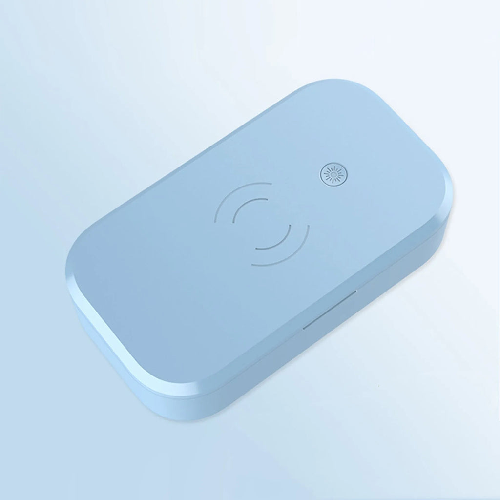 White ultraviolet disinfection box for nail tools and phones with wireless charging function