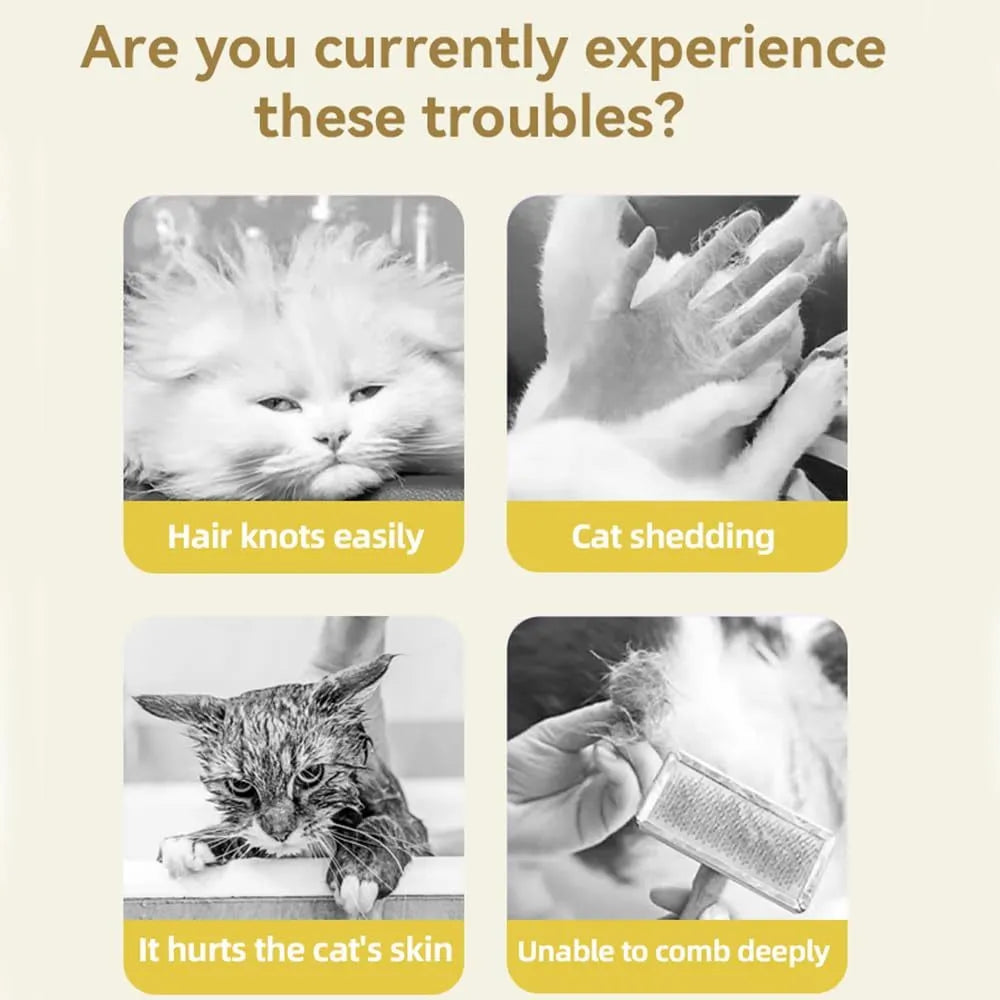 Green and yellow rechargeable 3-in-1 cat steam brush for removing tangled hair