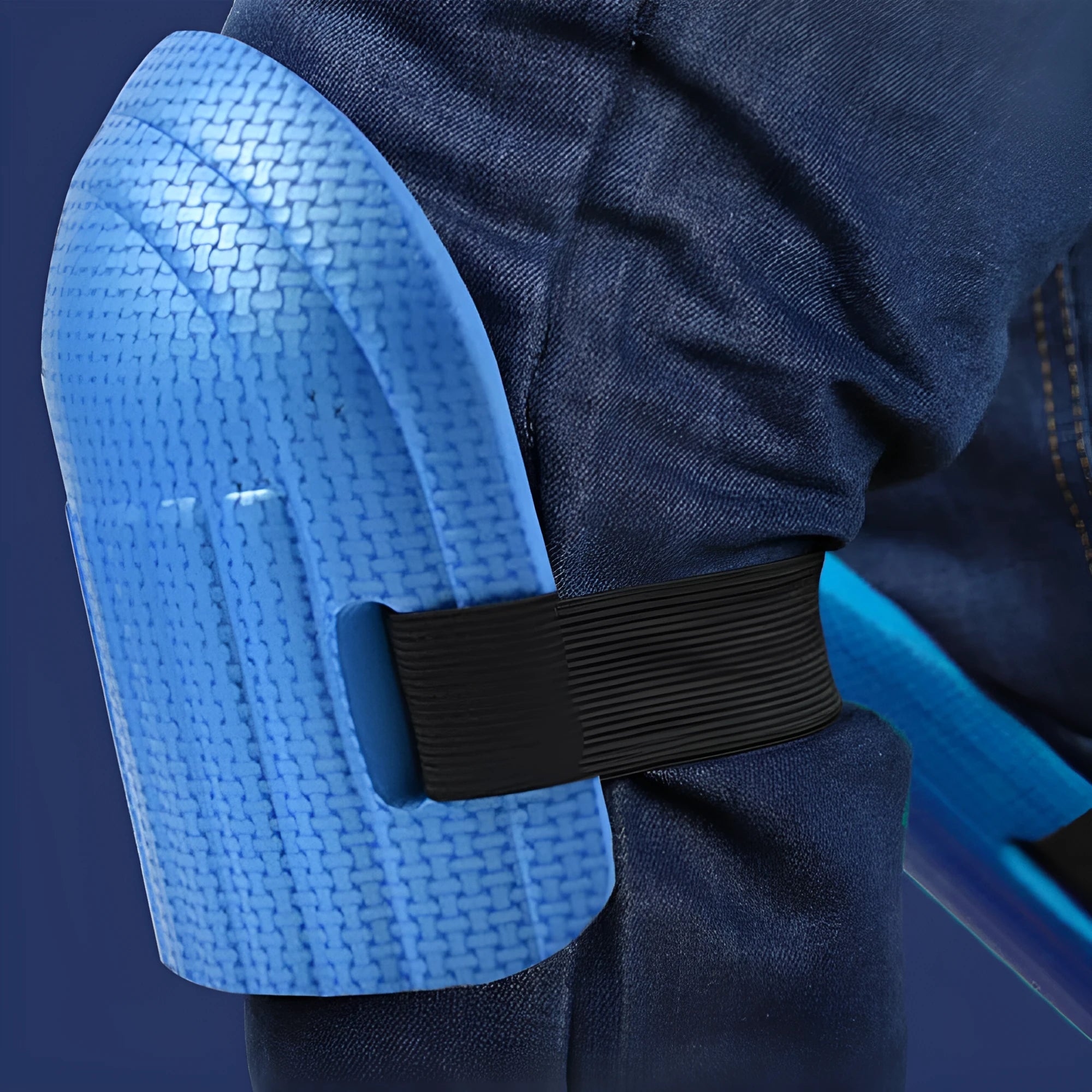 A pair of thick EVA foam kneepads for construction and auto repair work.
