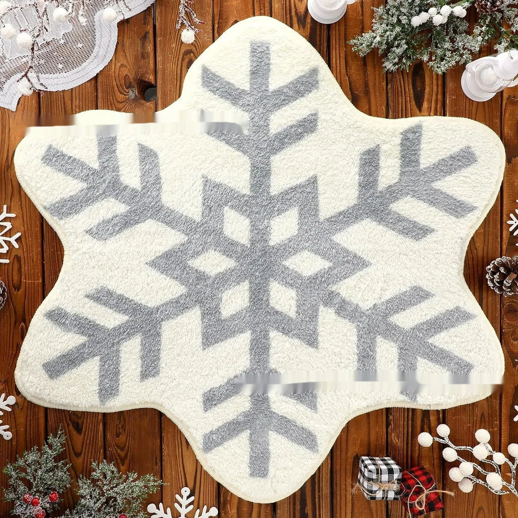 Round Christmas design polyester fibre carpet rug in choice of 60cm or 80cm square size
