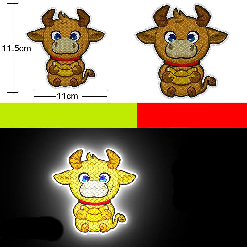 Pair of diamond-grade reflective warning stickers for vehicles measuring 9cm by 5cm