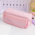 Ten-layer flip canvas pencil case in Korean style with multiple compartments