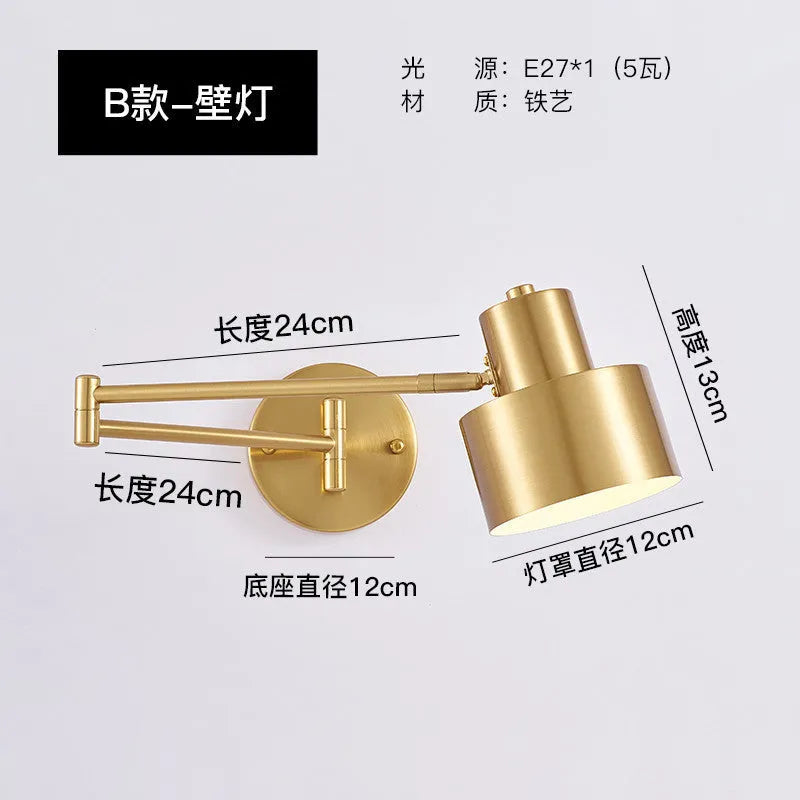 Modern minimalist double-section rocker arm wall lamp showing articulated arm positioning