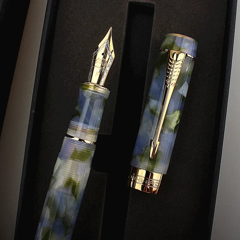 Deep bath green metal ballpoint pen showing three tip options: 0.5mm fine, 0.7mm medium, and 1.0mm art tip