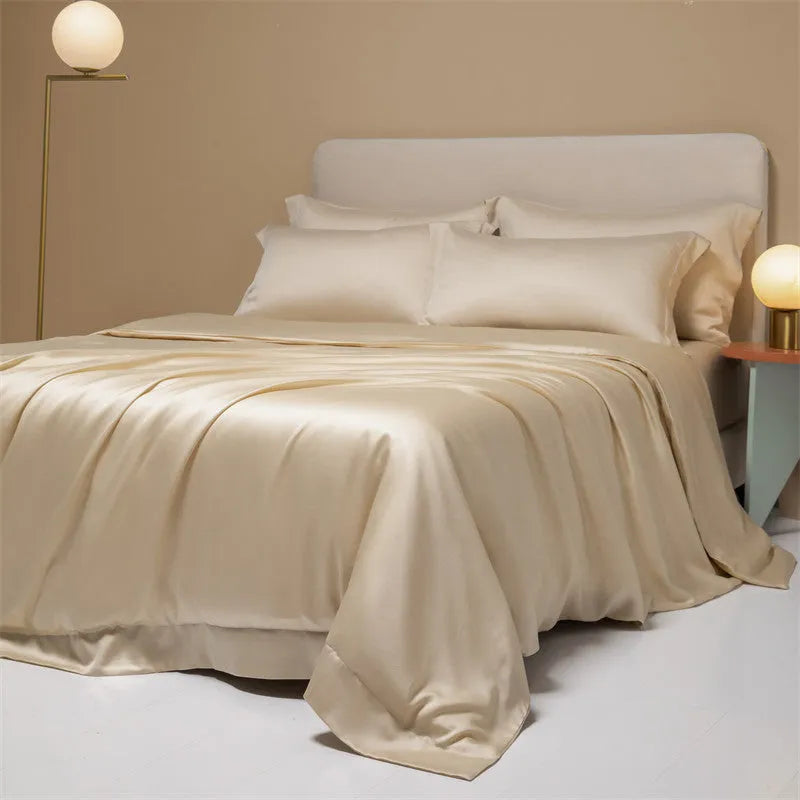 Luxury Lenzing Tencel 200 thread count quilt cover and sheet set in Antique White with modern simplicity style