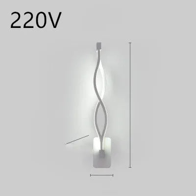 Minimalist Nordic-style LED wall lamp mounted on a wall, shown in a black finish with a soft glow.