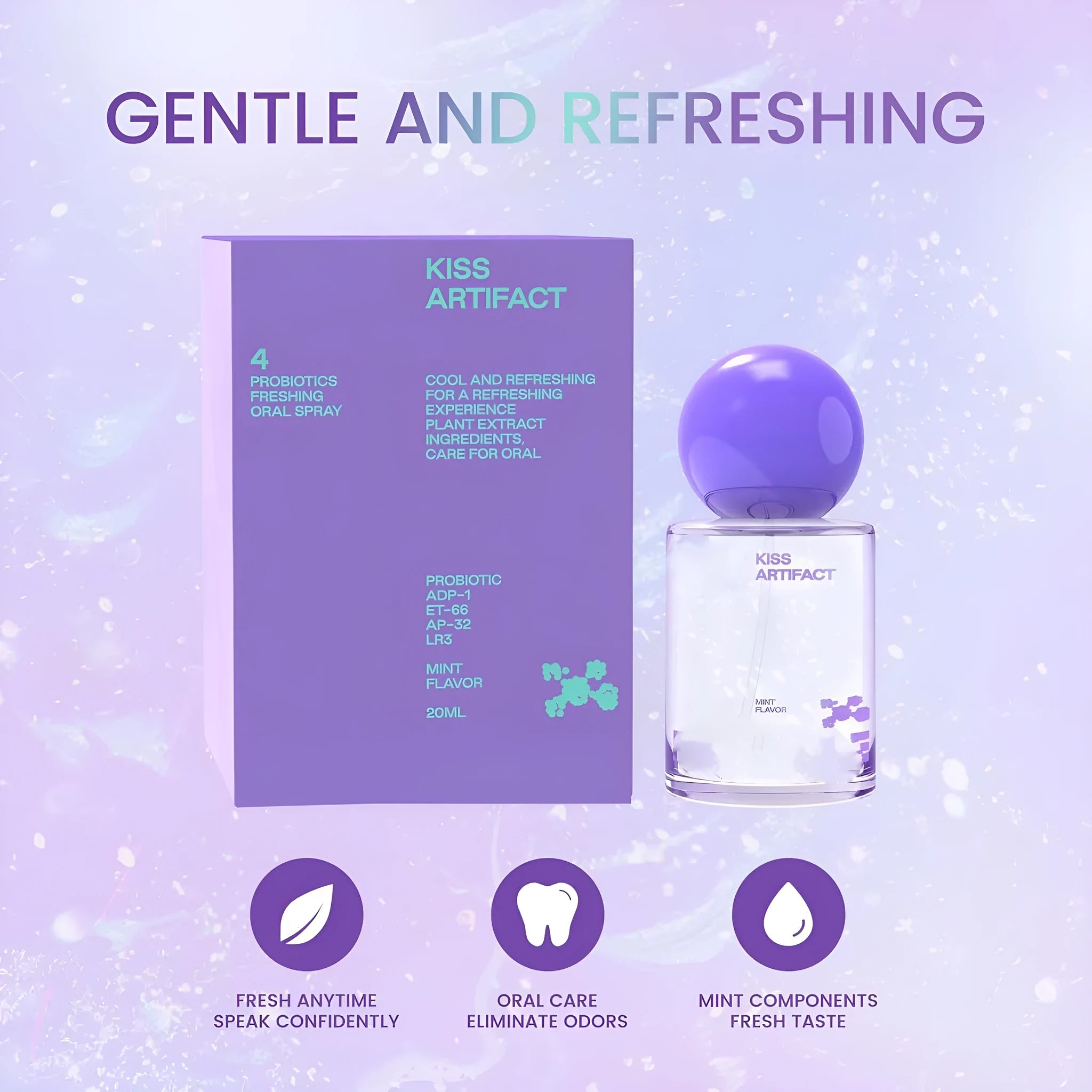 20ml oral spray bottle with probiotic hydrating formula for daily oral care