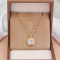 Gold titanium steel clavicle chain with geometric zircon inlaid pendant on water wave chain