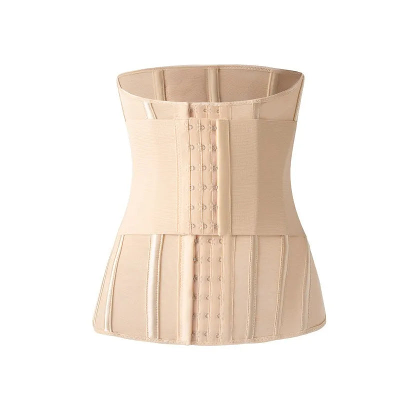 Nylon belly band for waist training in black or apricot colour with belt tie closure