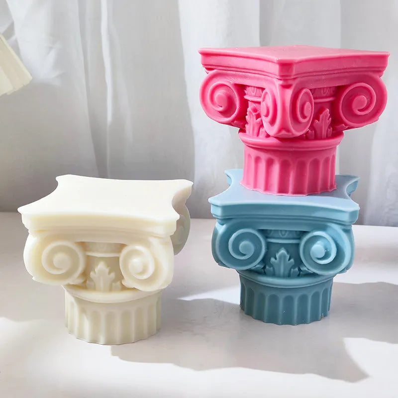 Silicone Roman pillar mould with irregular column shape for candle and craft making.