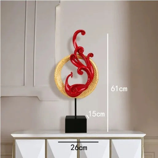 Large European-style phoenix resin ornament in silver, rose gold, or red colour options