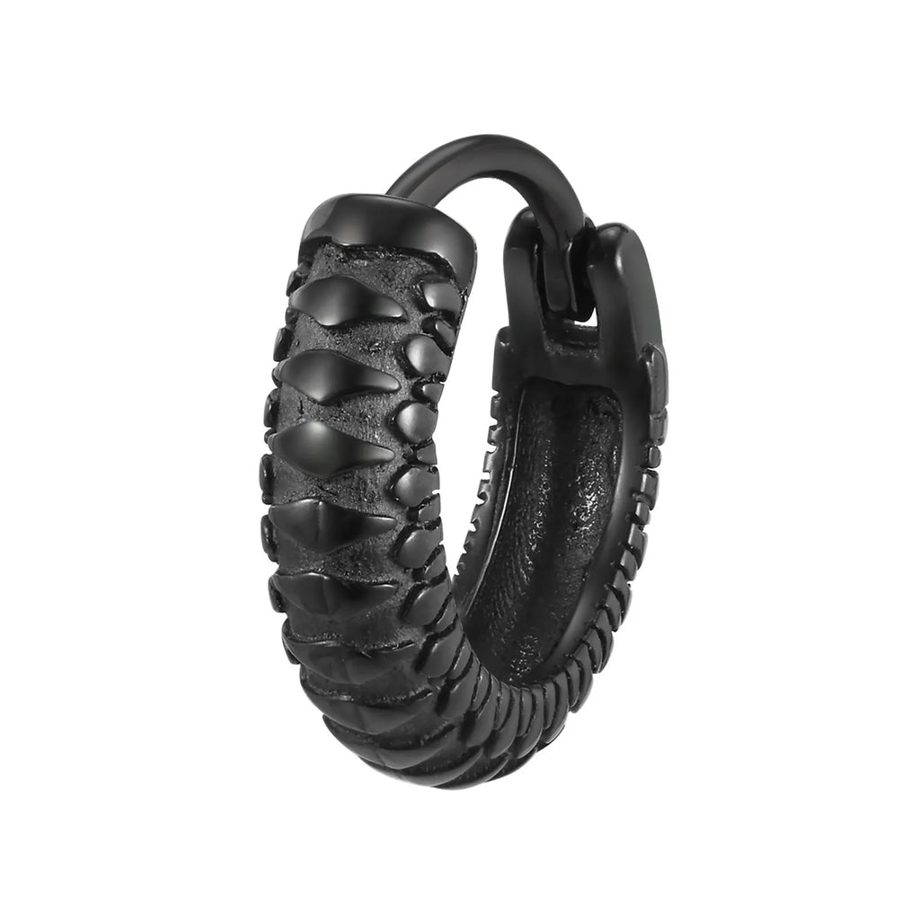 Stainless steel snake pattern ear rings in black or gold for hip hop fashion