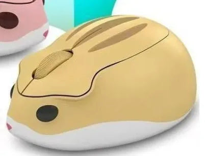 Hamster wireless Bluetooth mute mouse in yellow, pink, or grey colour, showing compact 105mm design