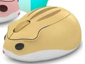 Hamster wireless Bluetooth mute mouse in yellow, pink, or grey colour, showing compact 105mm design