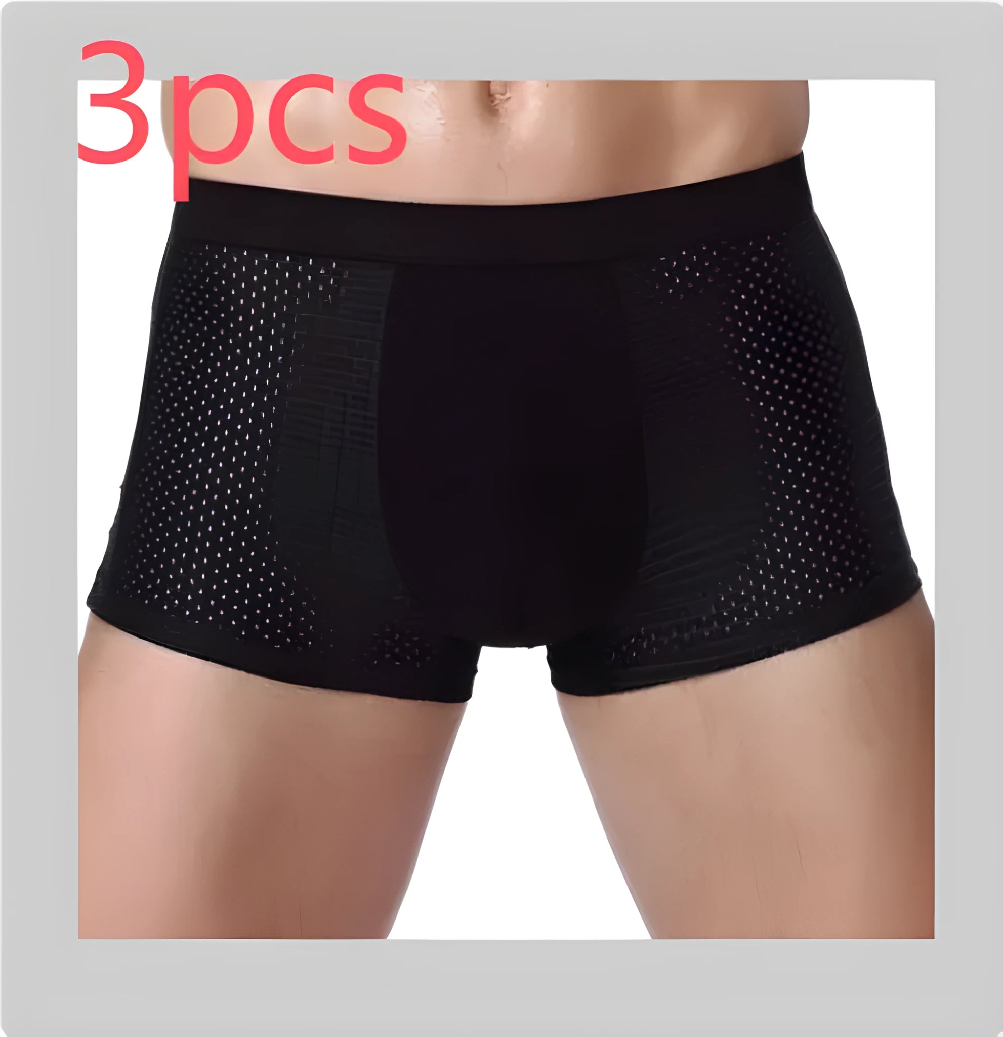 Men's solid colour ice silk modal boxer briefs with a U convex design on a mid waist.