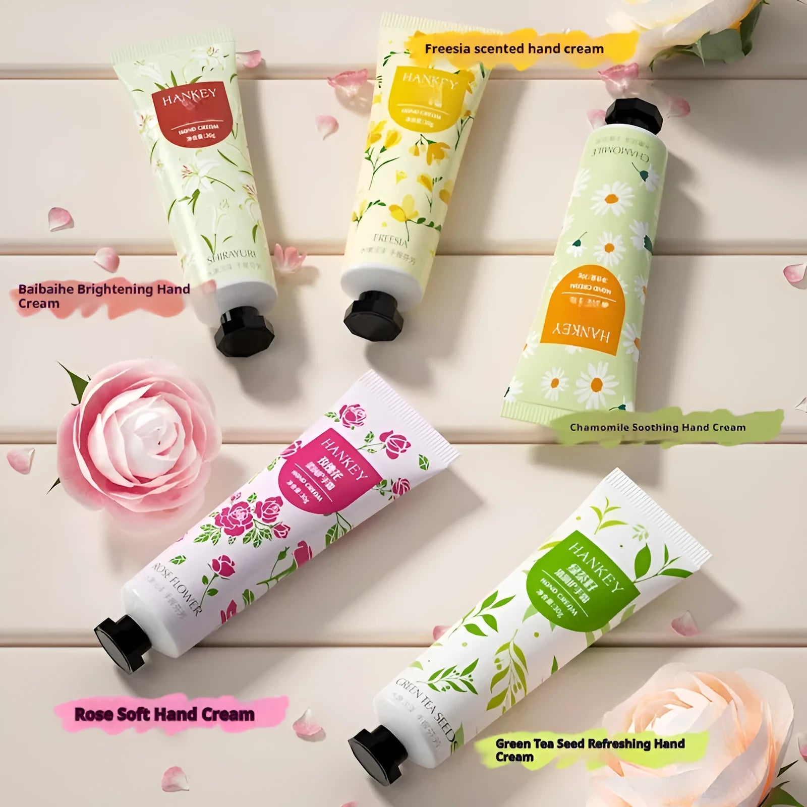 30g hand cream tube with fruit and botanical fragrance options for dry skin moisturisation
