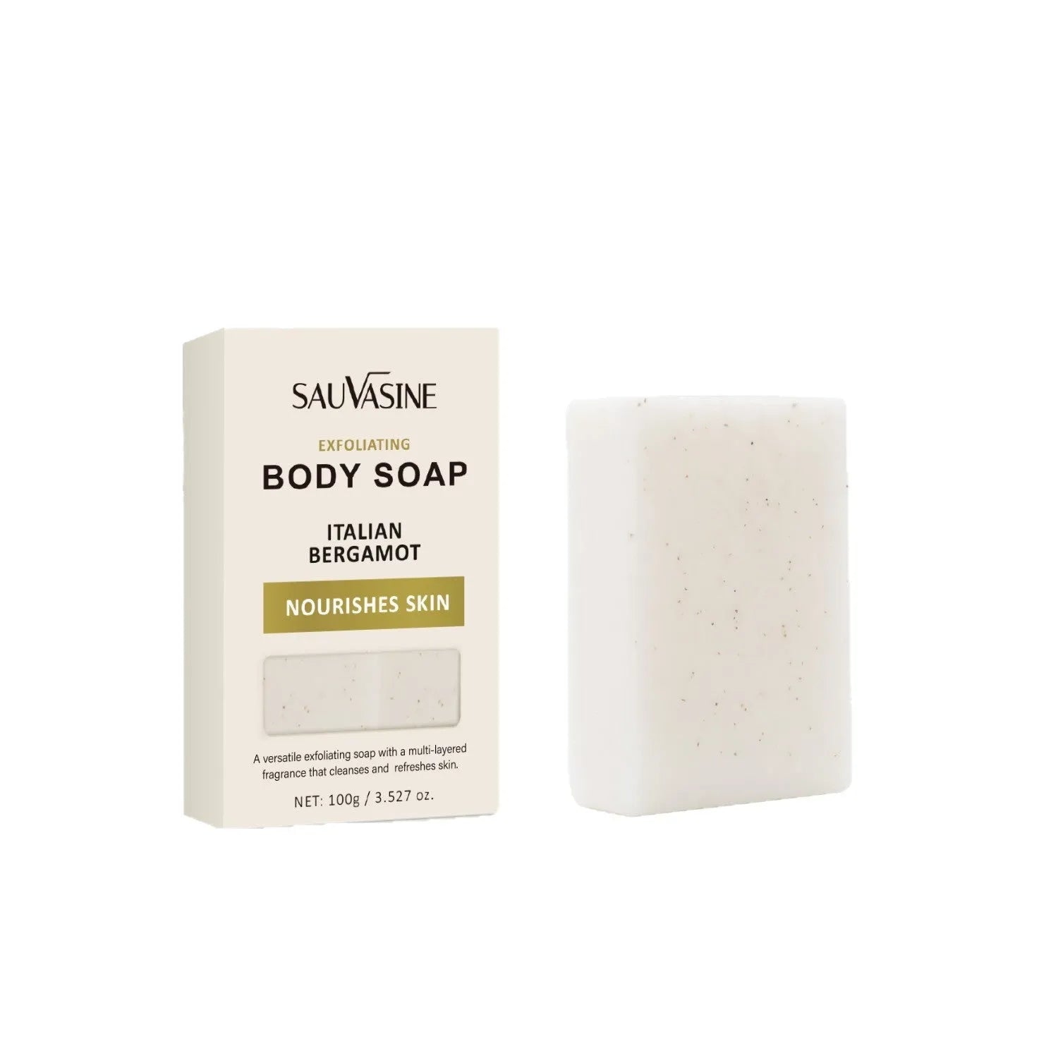 Exfoliating moisturising manual bath soap bar with SWX-A386 colour classification for export markets