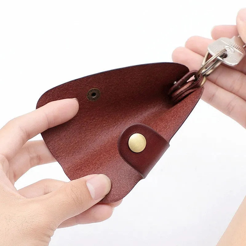 Genuine leather key storage bag for car keys in short length style