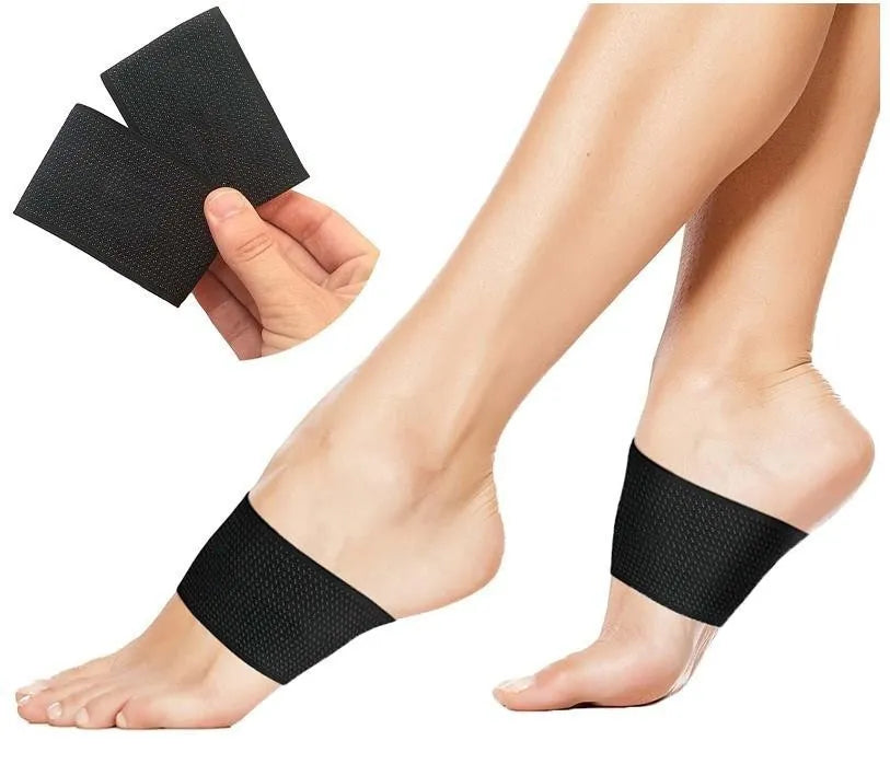 Elastic foot bandage with heart-shaped arch support pad for flat feet