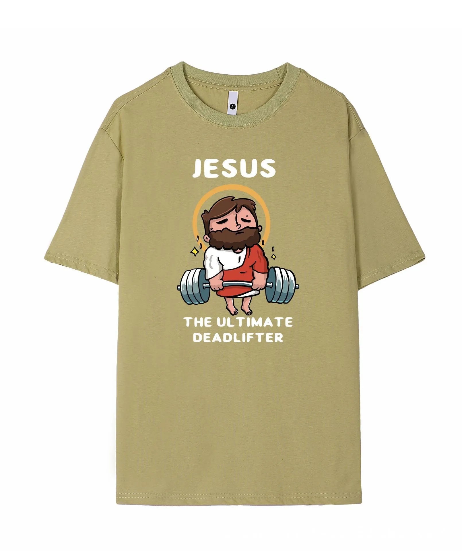 Men's plain pure cotton short sleeve t-shirt on a hanger, shown in apricot colour.