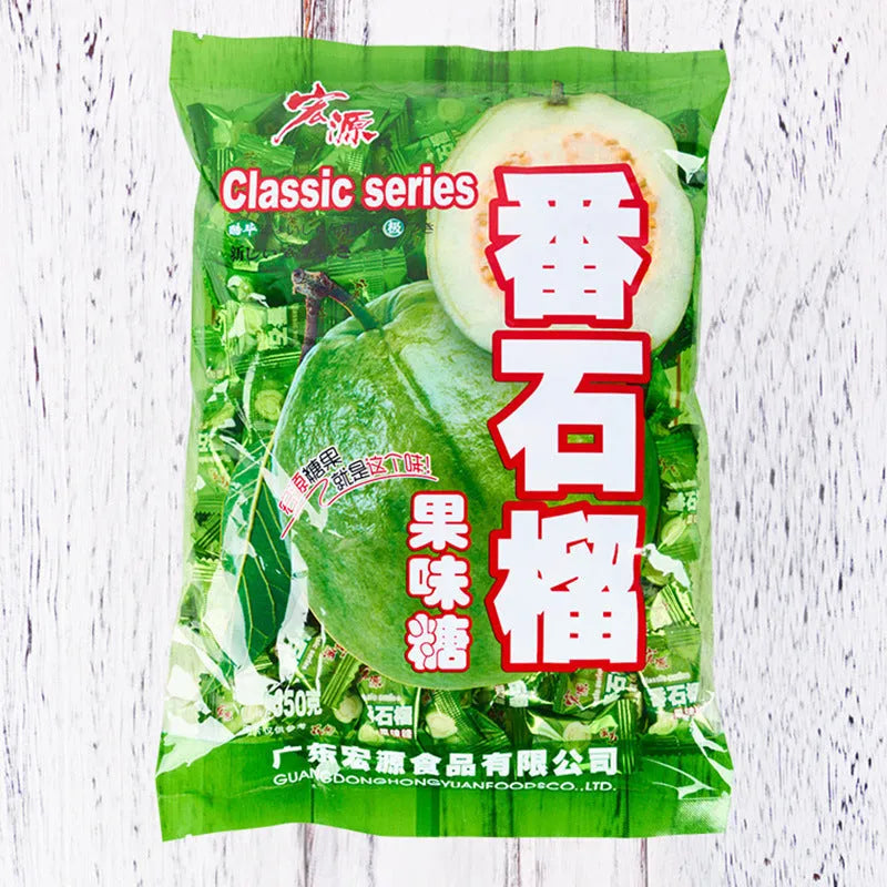Assorted fruit flavoured hard candy bulk pack showing plum, guava, and tangerine peel varieties