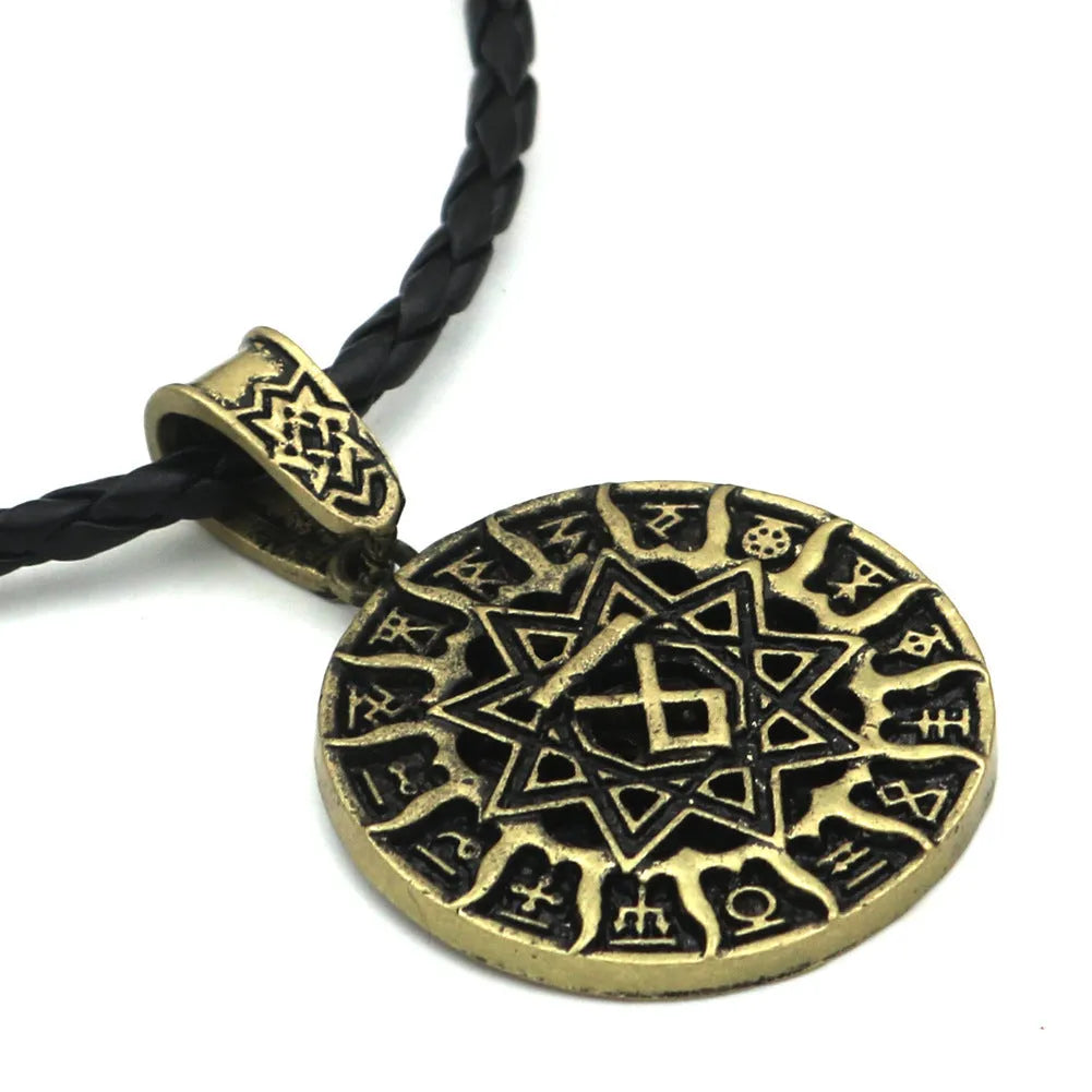 Lunavin ODing logo pendant necklace on snake bones chain with antique silver finish, adjustable 51-80cm.