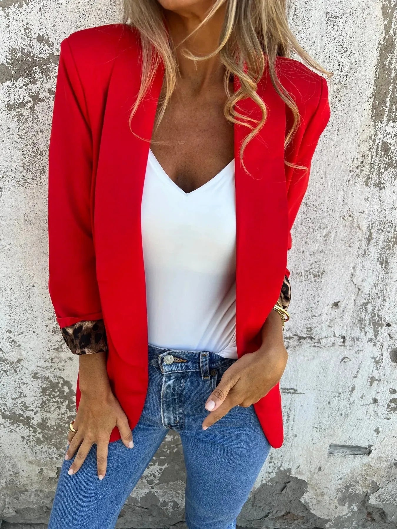 Cheetah print slim fit blazer jacket in black and red colour options