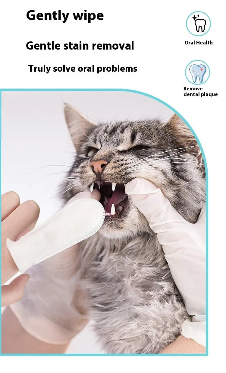 50-piece non-woven pet dental finger stall set for cat and dog teeth cleaning