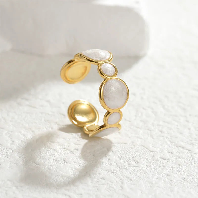 Geometric stainless steel ring with adjustable opening for women