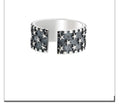 925 silver adjustable opening ring with five-pointed star geometric design