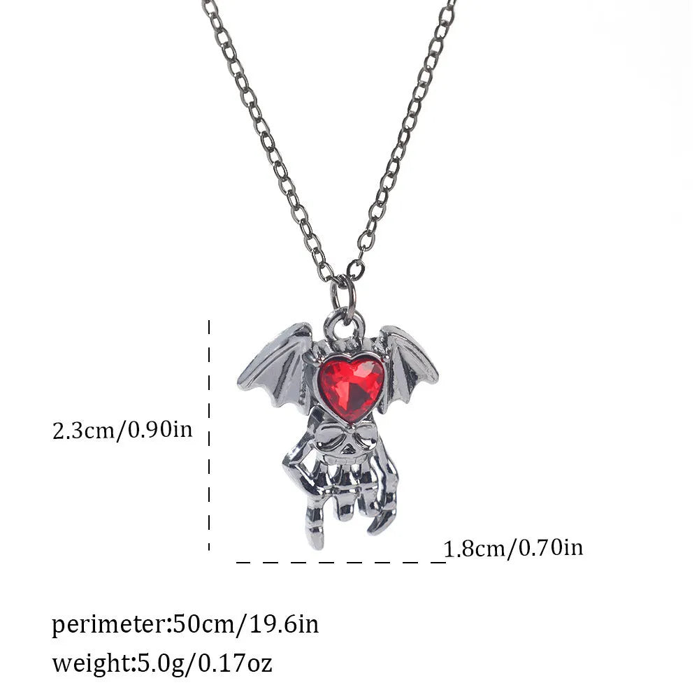 Dark style Halloween necklace for women with a choice of alloy bat, spider, or cross pendants on a chain.