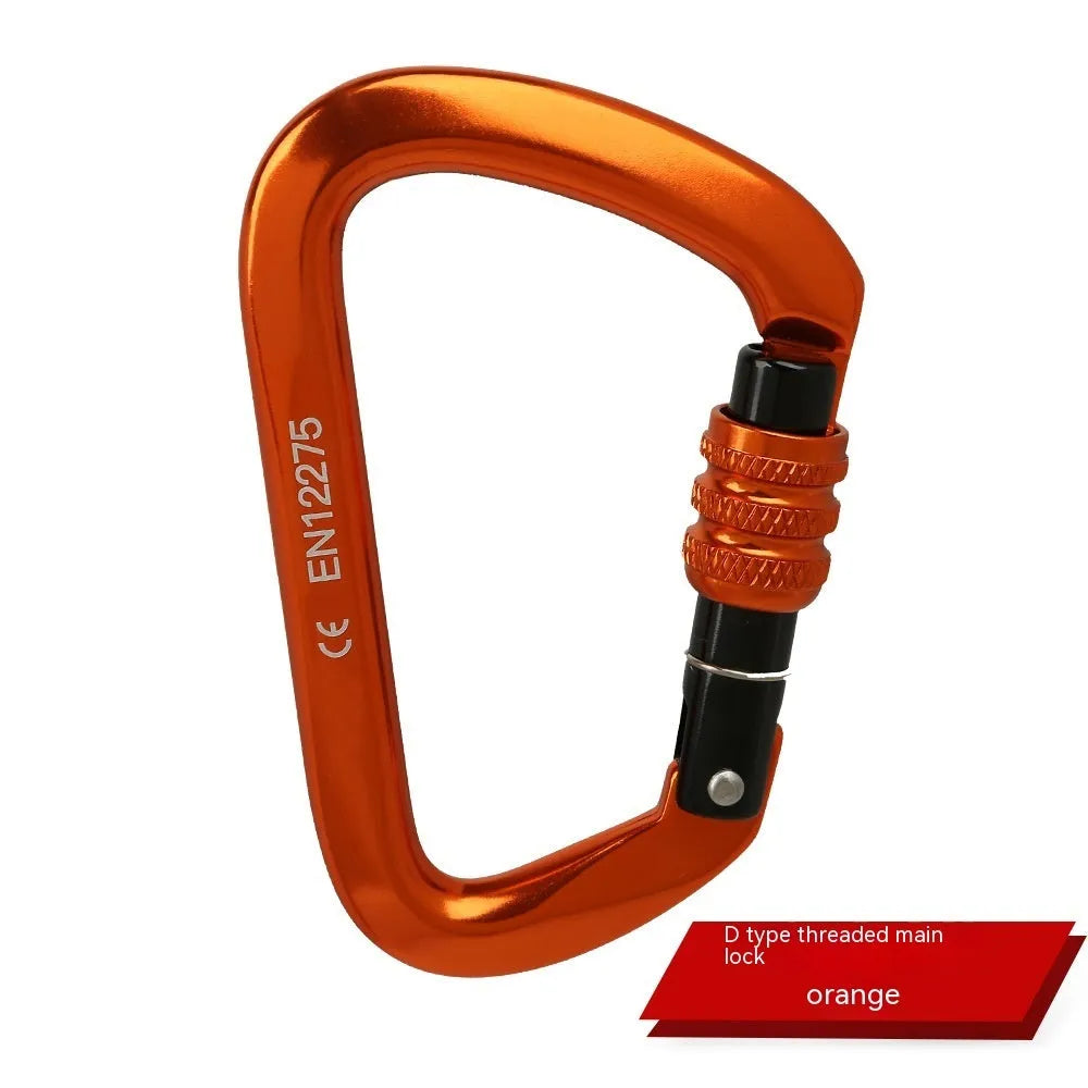 D-type steel climbing lock with choice of automatic or threaded gate, shown in red colour.