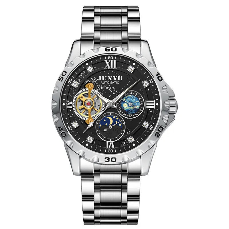 Automatic mechanical watch with luminous hands and waterproof case in four colour variations