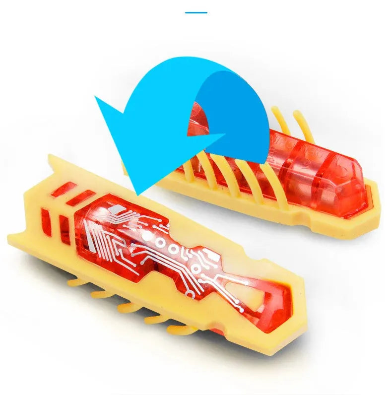 Red mini electric ladybug cat toy with 12 legs, shown on a flat surface.
