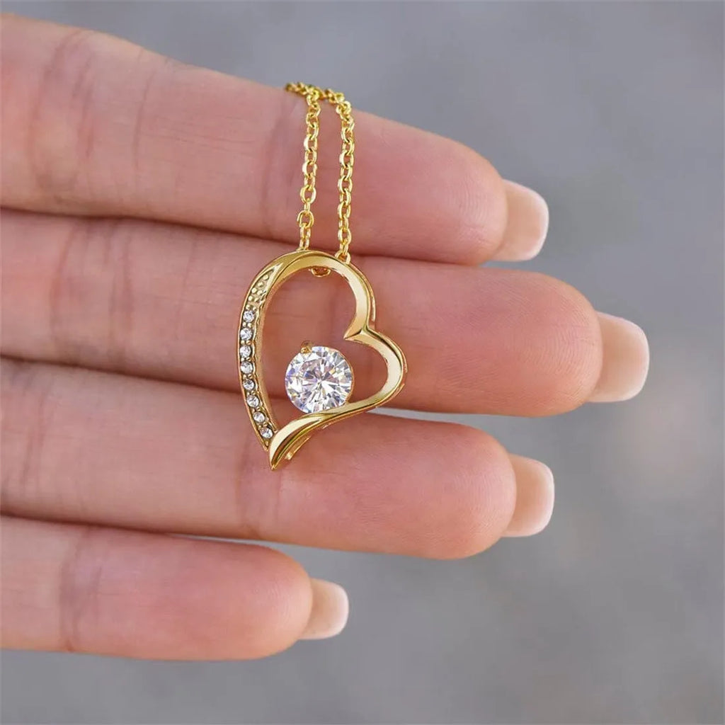 Hollow heart necklace on adjustable chain with gift box and card packaging