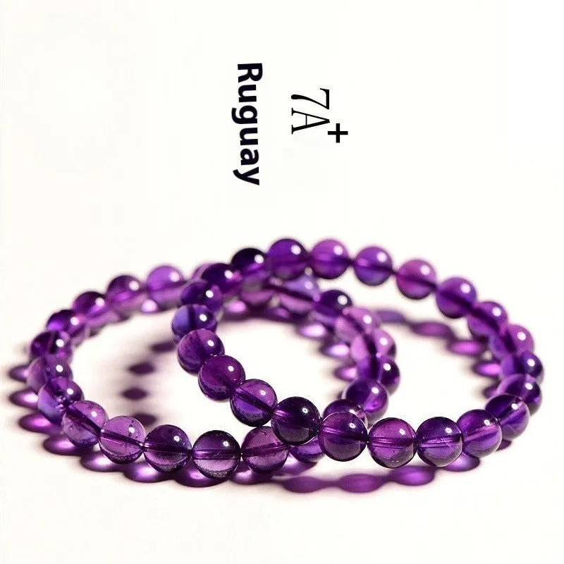 Natural amethyst scattered beads Uruguay bracelet with polished crystals in various sizes