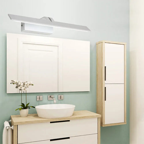 White framed 520mm long LED bathroom mirror light with three colour settings.