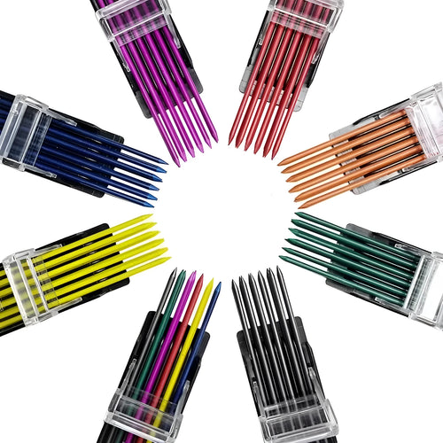 Box of 12 coloured mechanical pencil lead refills in rainbow colours