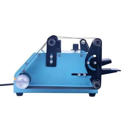 Blue desktop dual-axis belt sander with a 750W motor and variable speed control for sharpening and polishing.