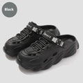 Men's khaki outdoor summer slippers with hollow-out design and textured EVA sole.