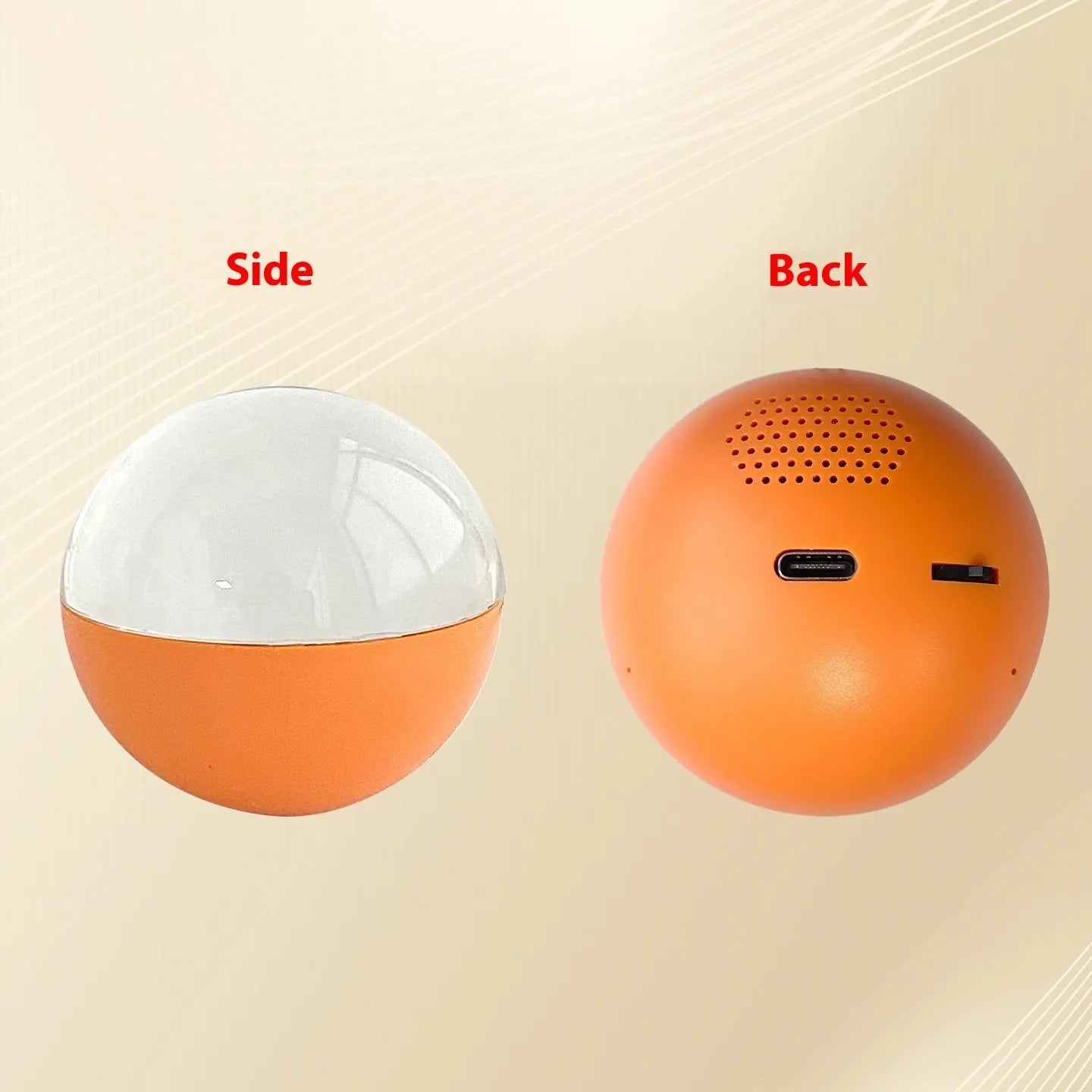 Electronic ball video player with round colour screen and dial control in choice of five colours