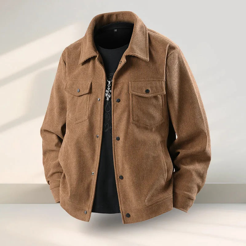 Men's slim fit black coat with a ruffle detail collar, made from stretch Lycra fabric.