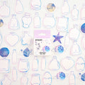 Pack of 46 small colourful cartoon decorative stickers for journals, shown with themed sets.